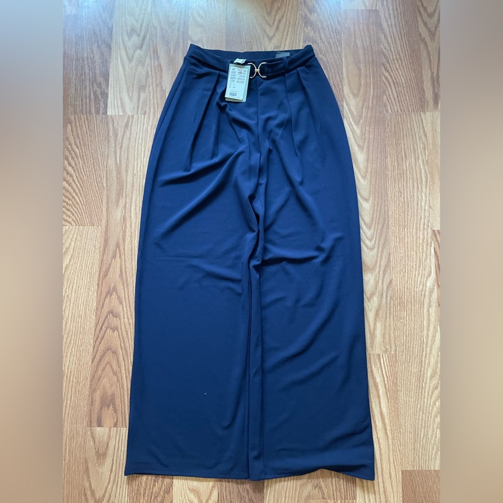 Navy Blue Casual Wide leg Trouser